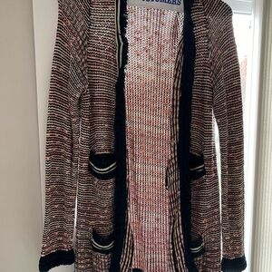 Multicolor Knit Cardigan with fringe trim size Large